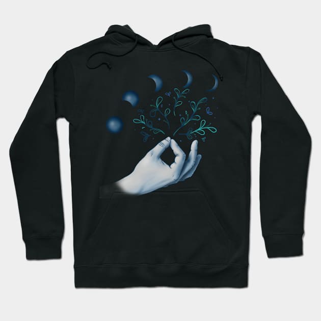 Chin Mudra & Moon Cycle Hoodie by AudreyJanvier